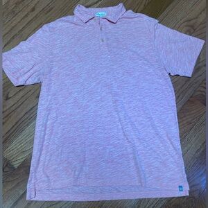Peter Millar Men’s Golf Preppy Polo Shirt  Coral/Pink Heather Size Large